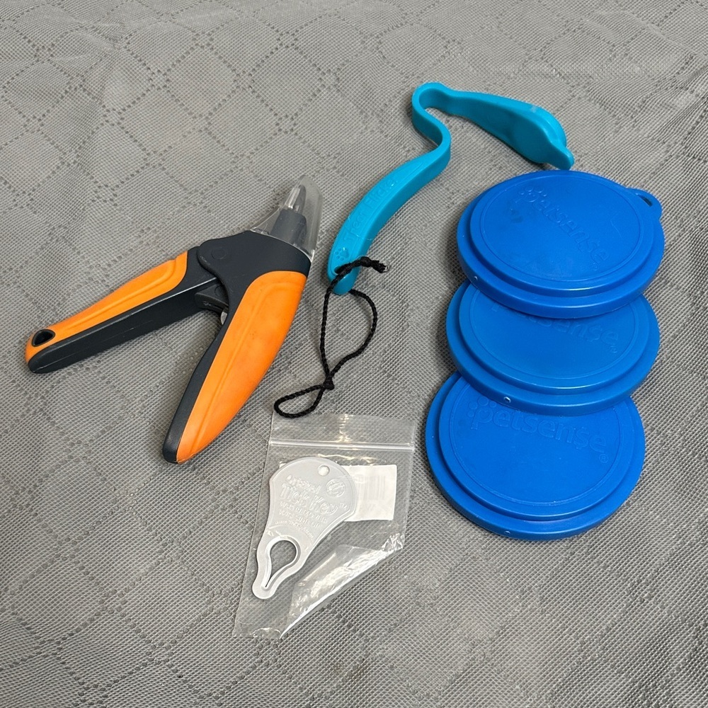 Dog Essentials Bundle Set Nail Clippers Tick Remover Treat Flicker Can Covers x3